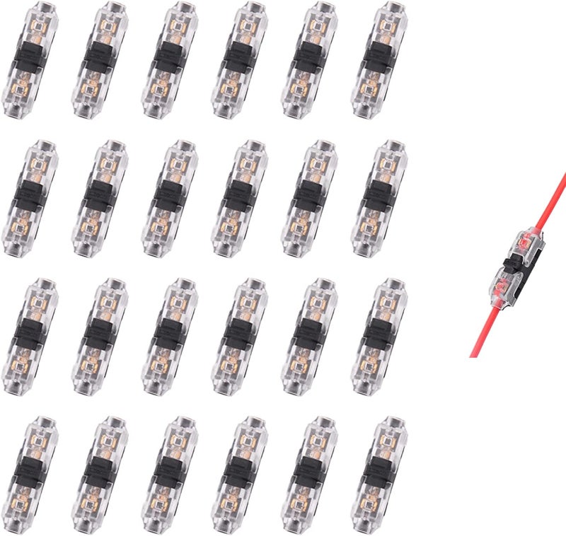 Brightfour Wire Connectors, 24 Pack Low Voltage Wire Connectors, 2 Way 1 Pin Solderless No Wire-Stripping Small Wire Connector, Fit 24-20 AWG Wires - Image 1